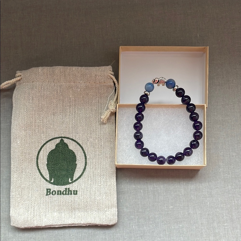 Purple Amethyst Elephant Mala Bracelet - Picture 8 of 8
